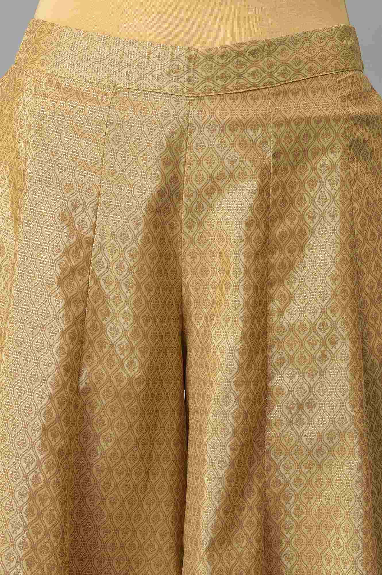 Gold Solid Poly Shantung Culottes - Image 6
