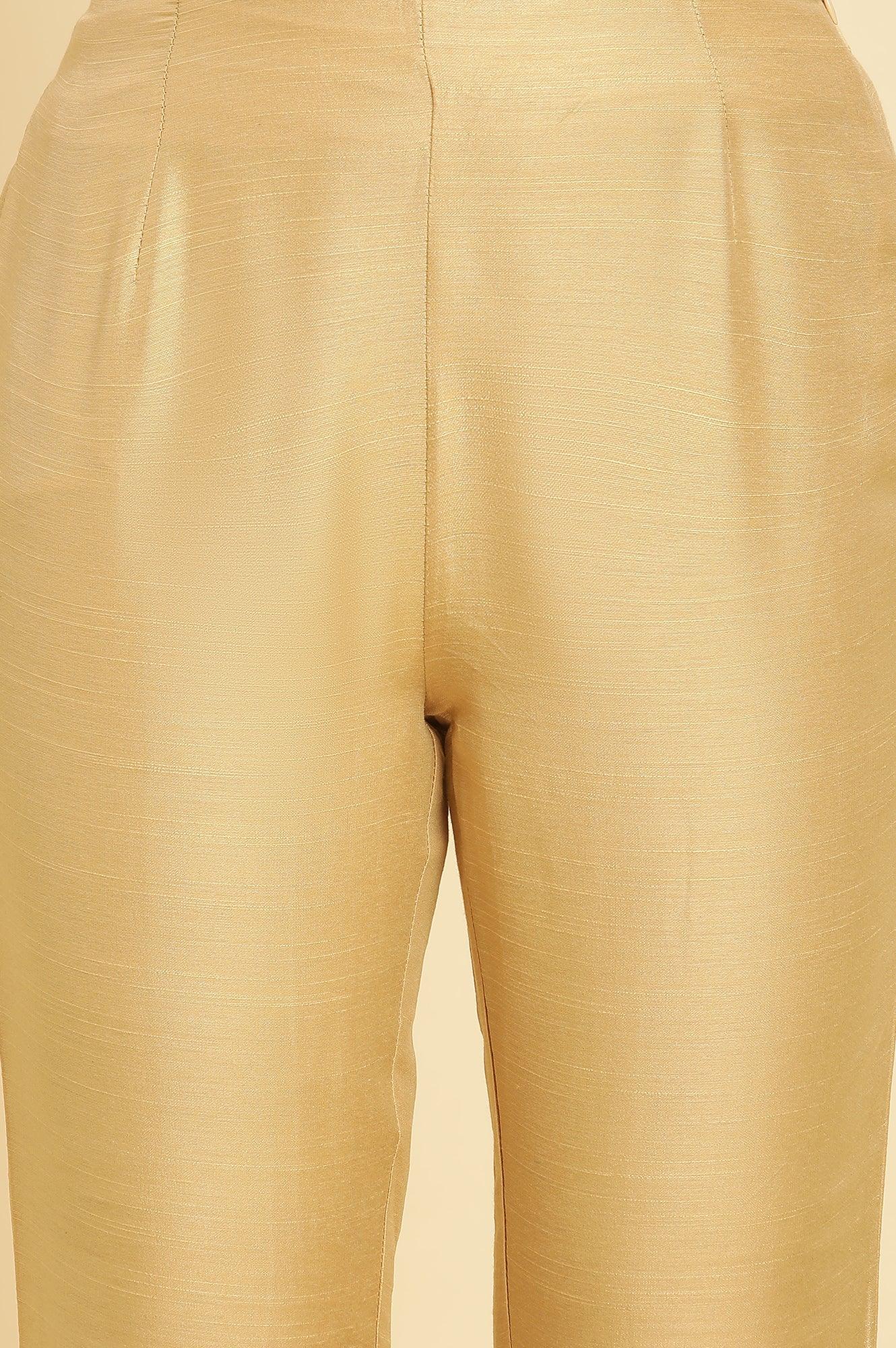 Golden Solid Slim Pants - Image 6