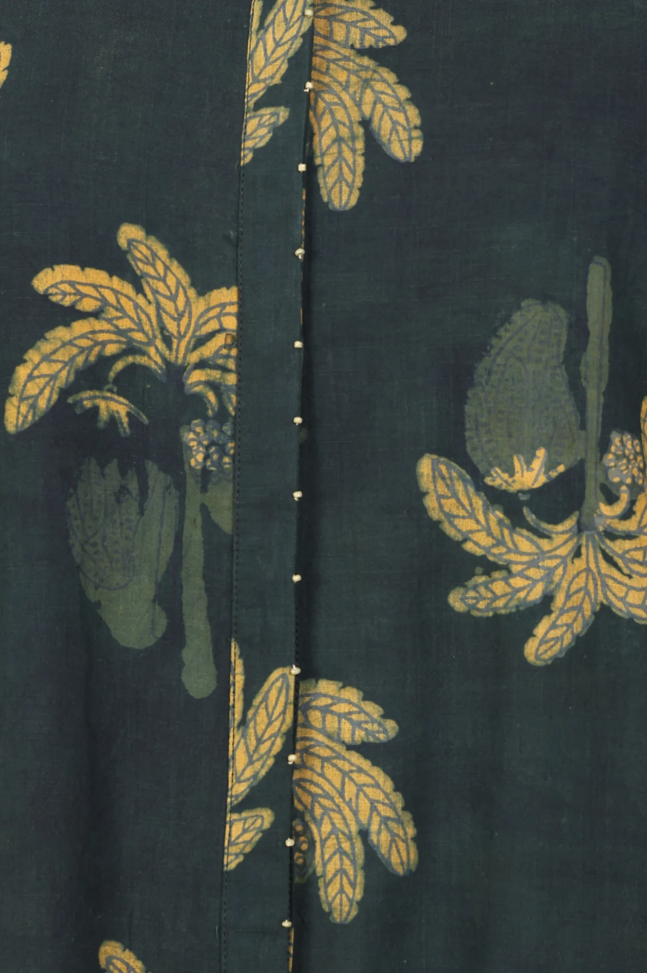 Green Botanical Printed Beadwork Pure Cotton Straight Kurta - Image 3