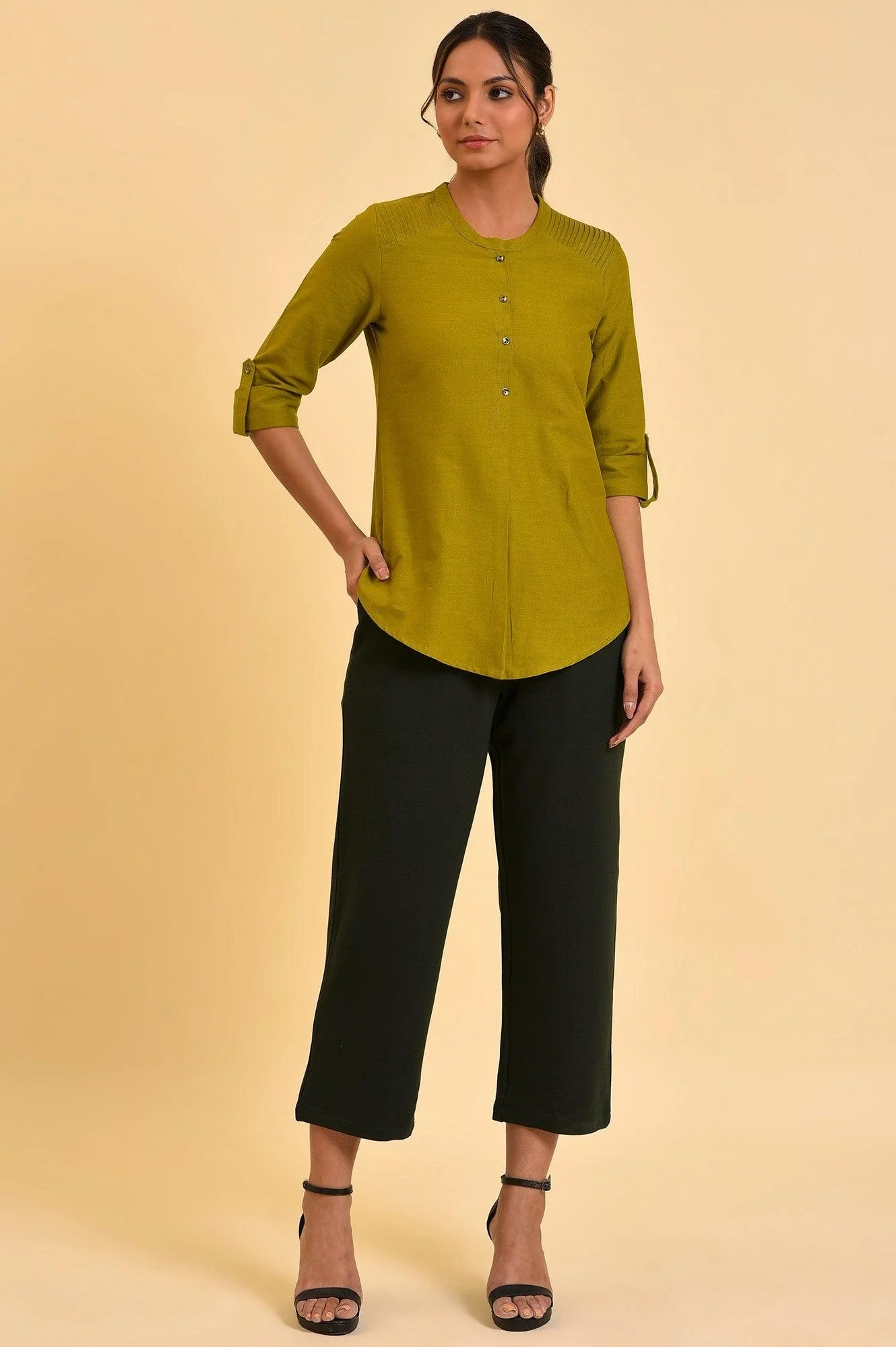 Green Cotton Flax Top - Image 5