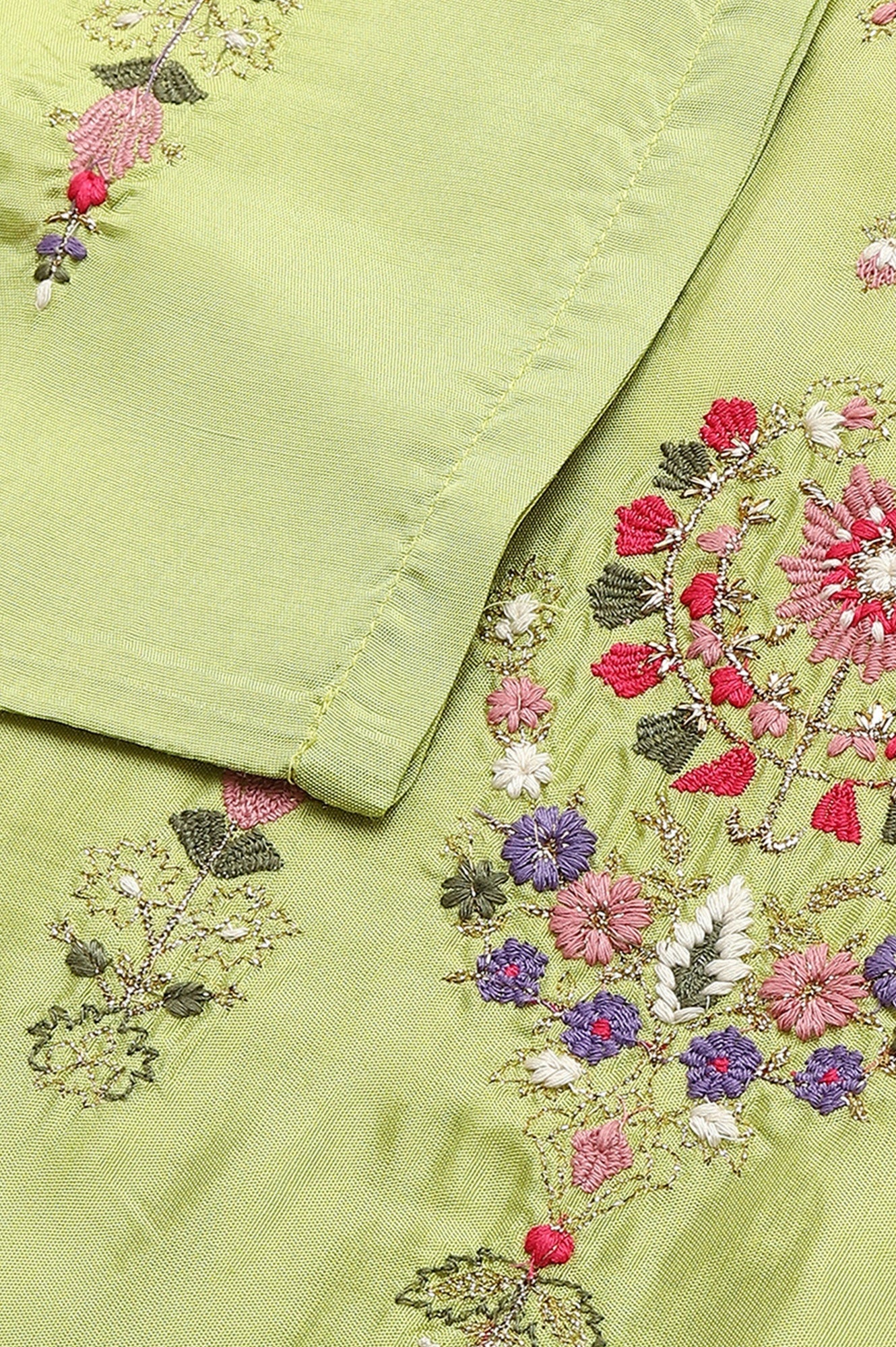 Green Embroidered A-Line kurta - Image 8