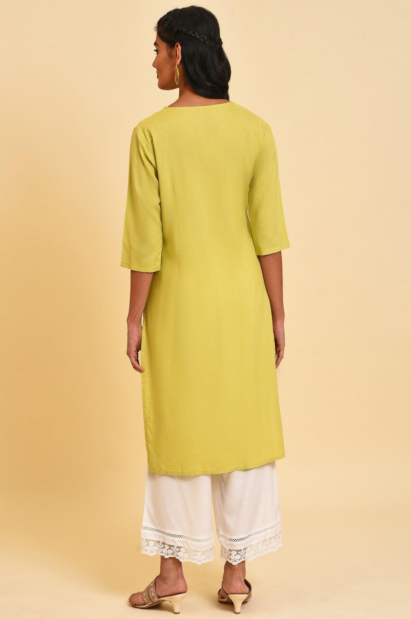 Green Embroidered Summer kurta Set - Image 2