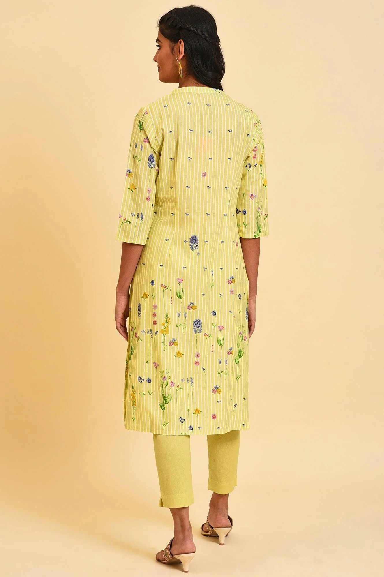 Green Floral Print Summer kurta Set - Image 2