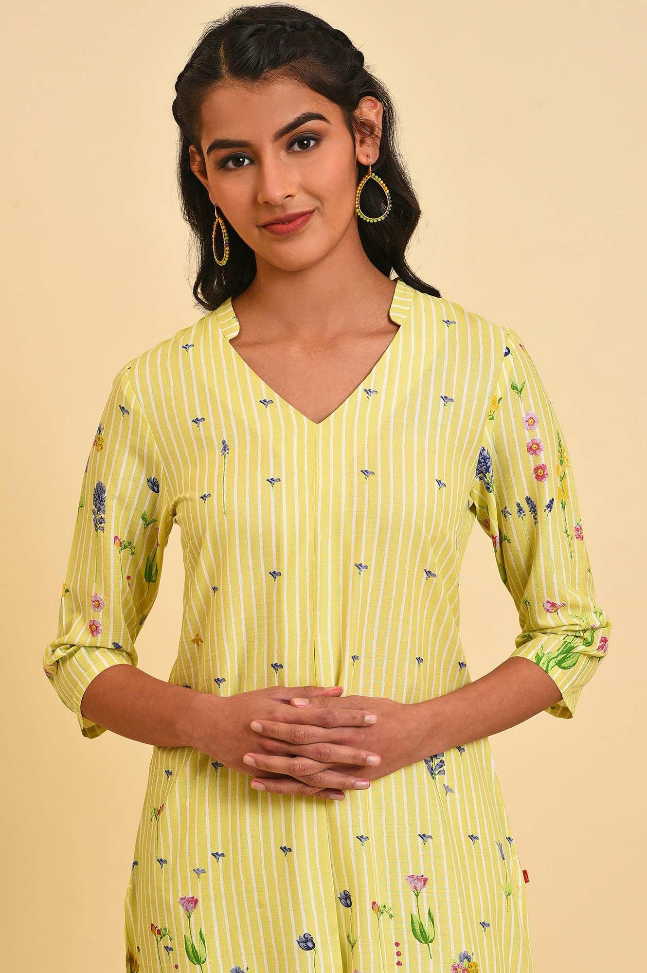 Green Floral Print Summer kurta Set - Image 5