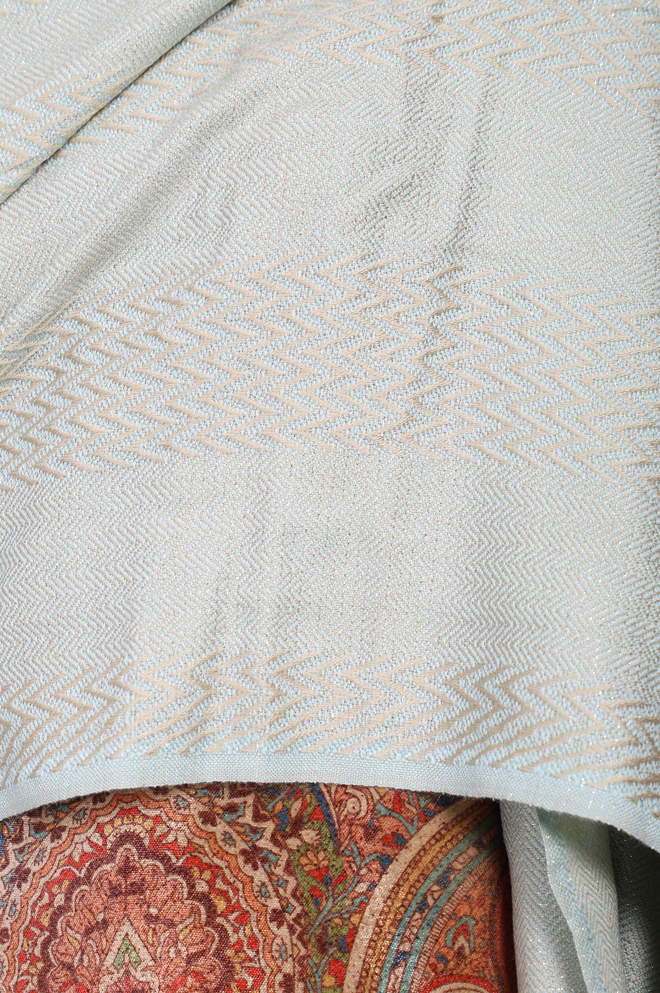Green Geometric Chevron Acrylic Shawl - Image 4