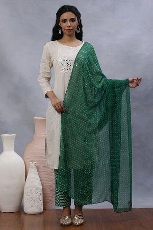 Green Geometrical Printed Dupatta