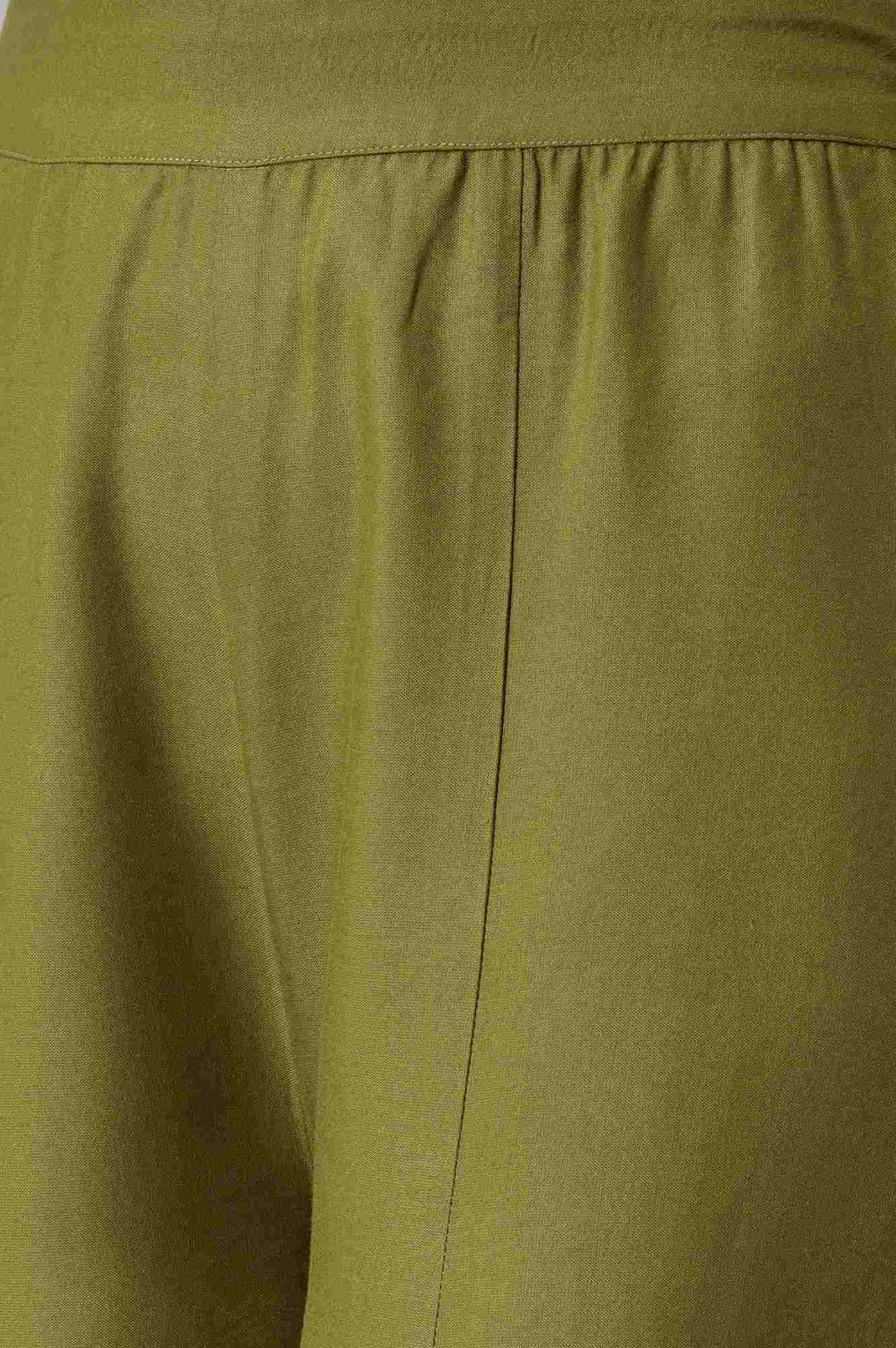 Green Ikkat Printed Jacket with Solid Green Top and Flared Pants Co-ord Set - Image 7