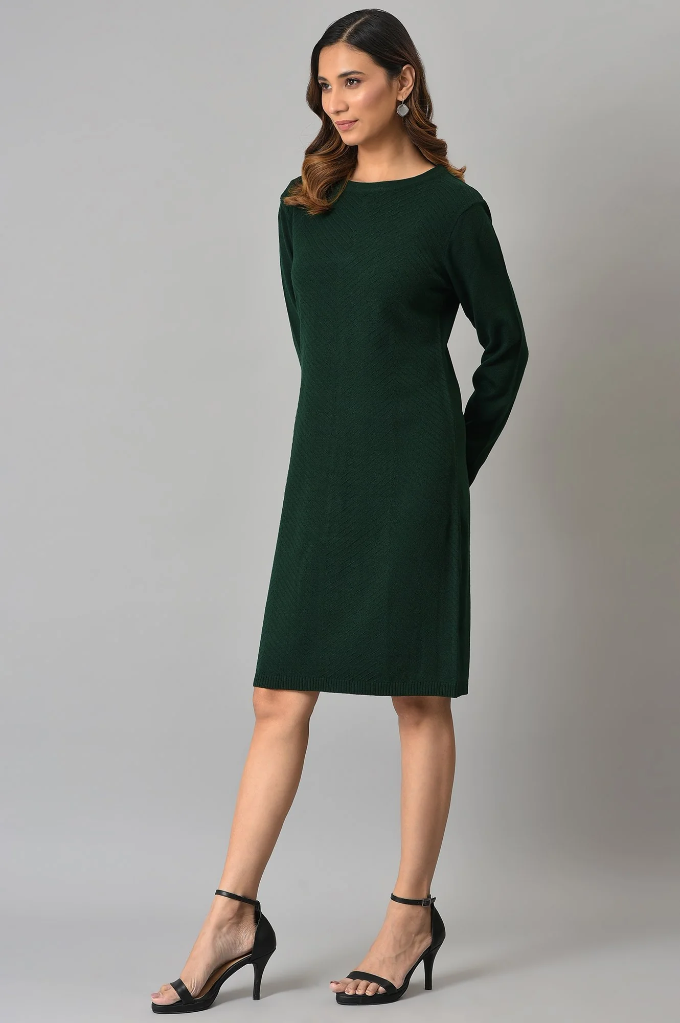 Green Knitted Winter Dress - Image 3