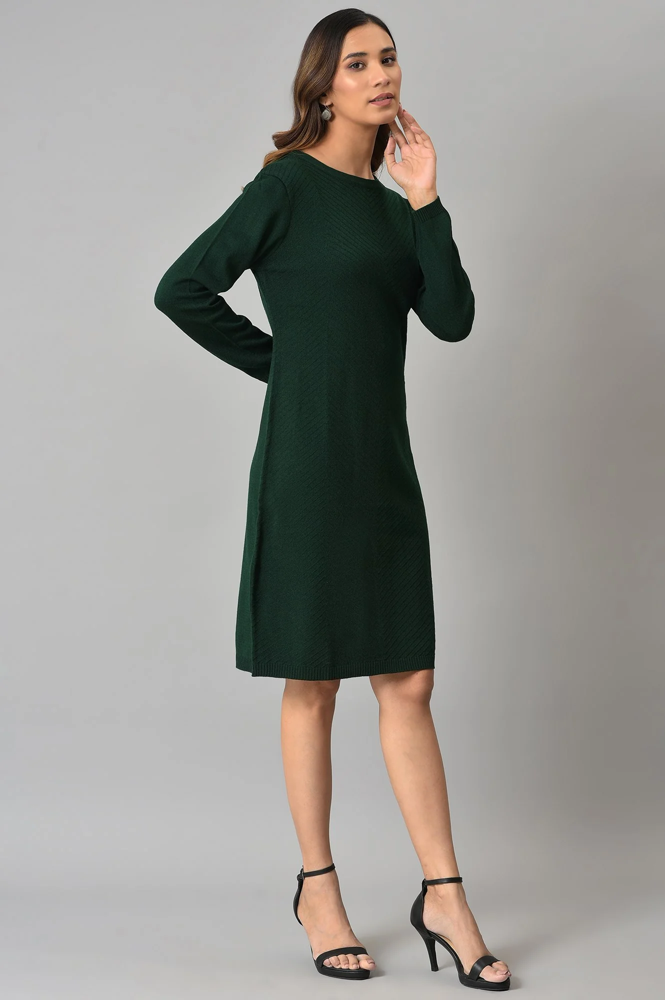 Green Knitted Winter Dress - Image 4