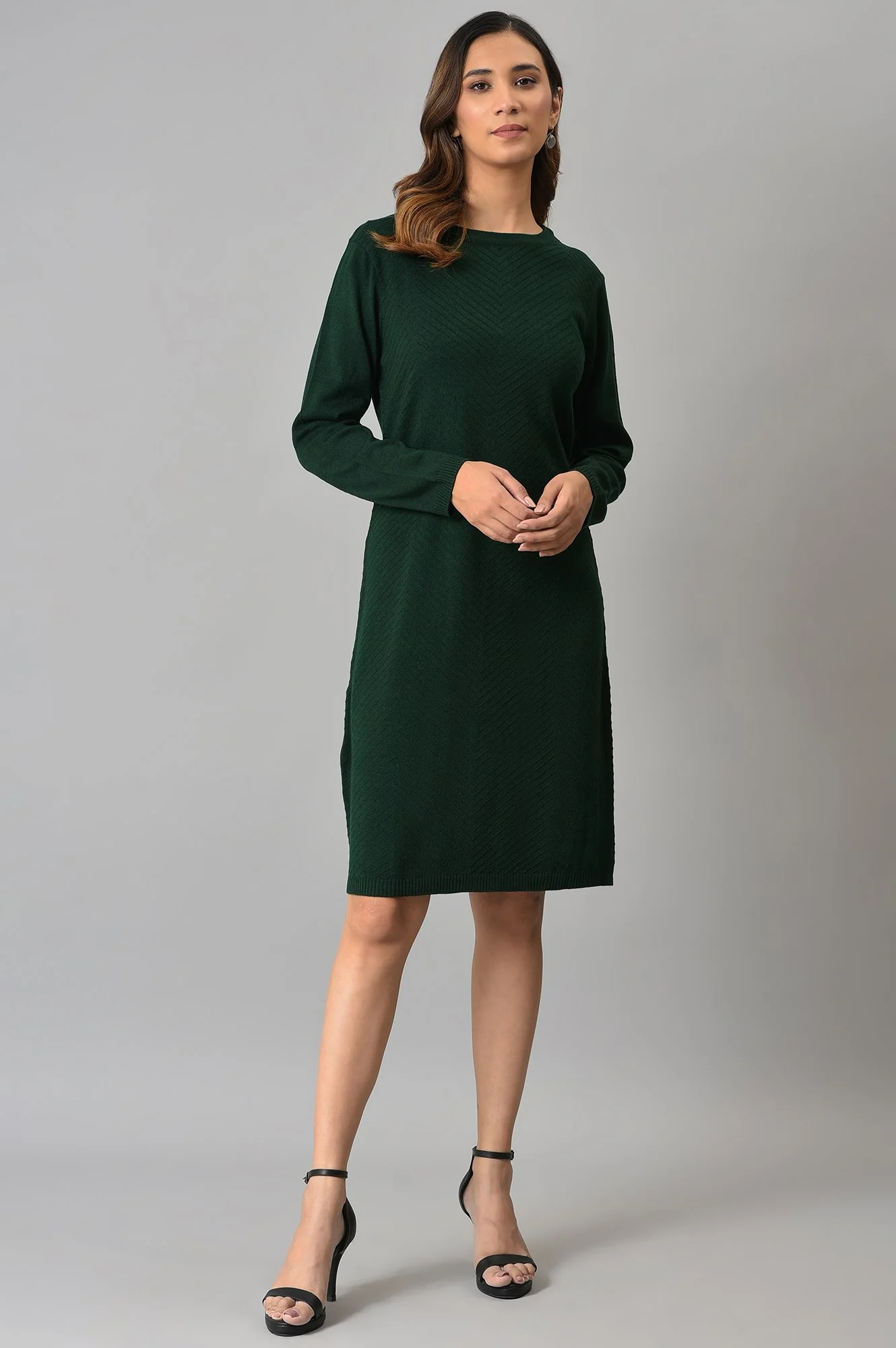 Green Knitted Winter Dress - Image 5
