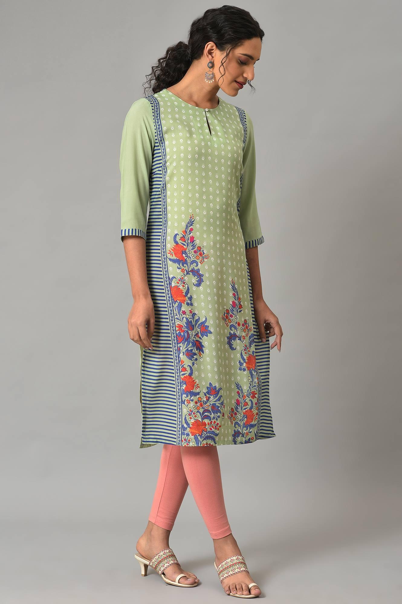 Green Print Mix Summer kurta - Image 4