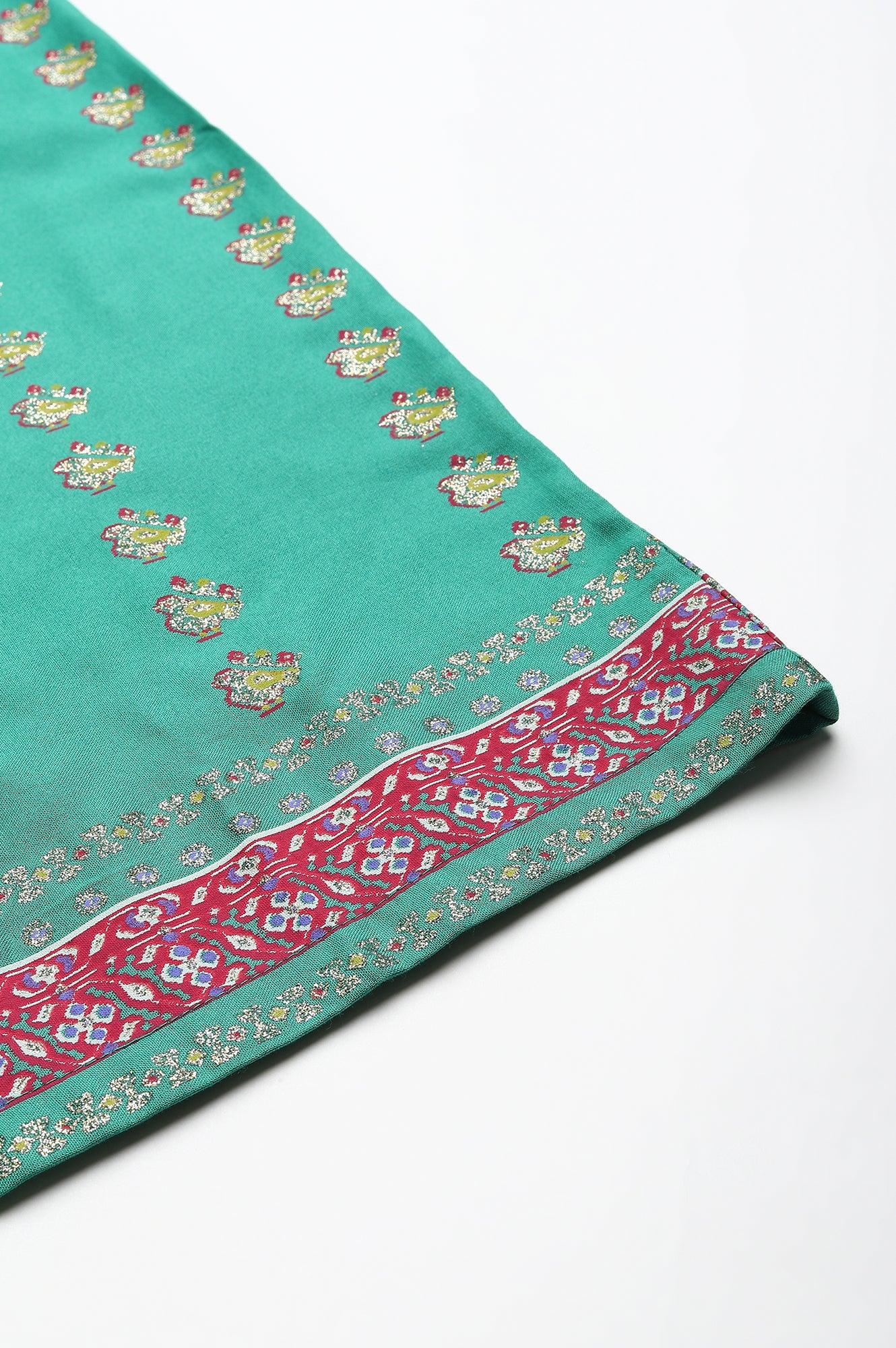 Green Rayon Printed Parallel Pants - Image 8