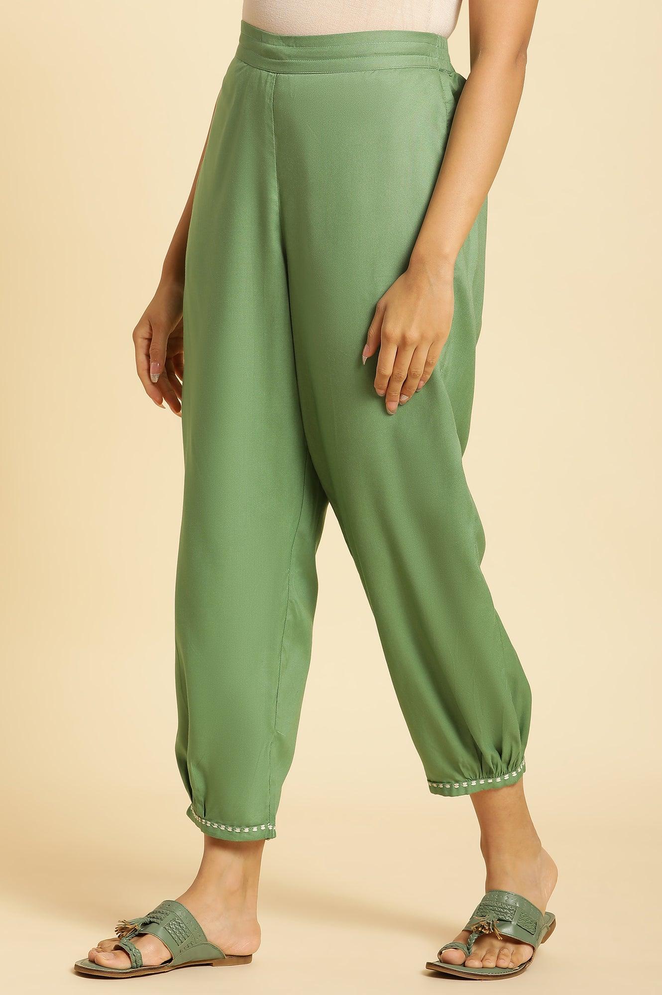 Green Side Gathered Salwar - Image 2