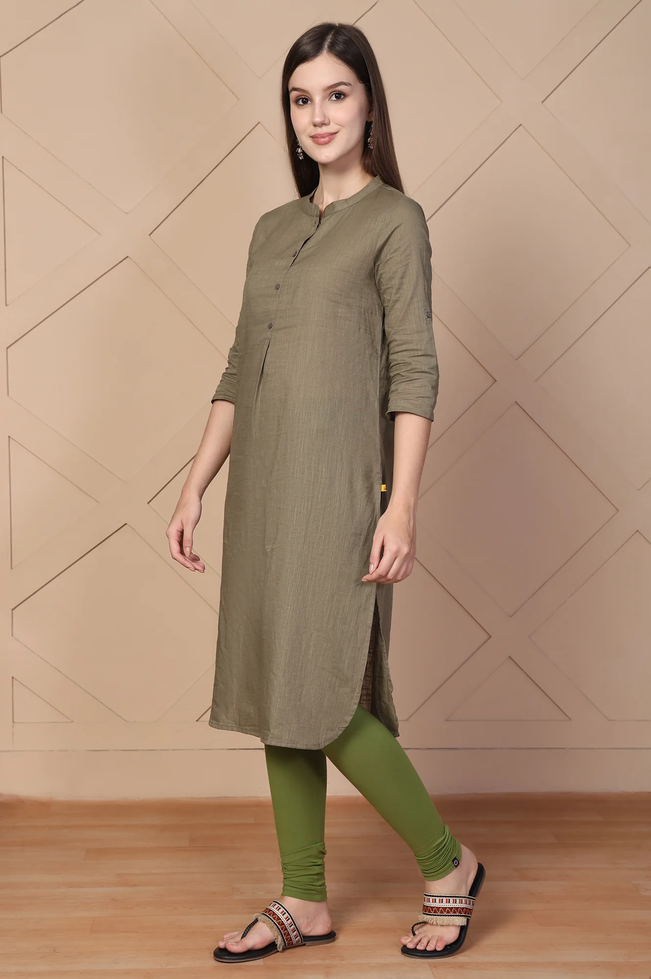 Green Solid Churidar Cotton Tight - Image 5