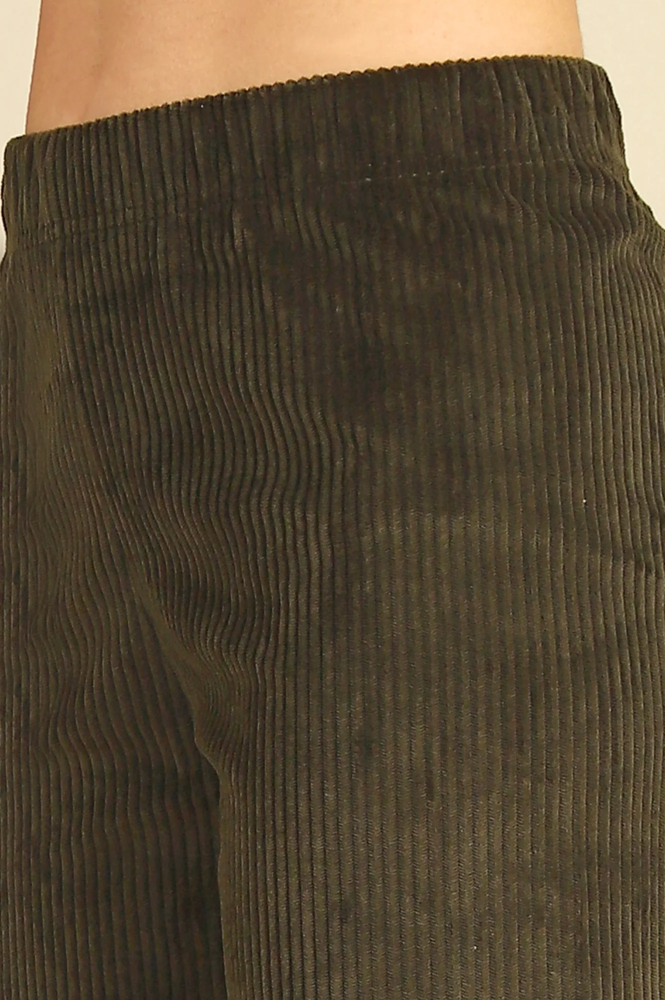 Dark Green Solid Straight Fit Cotton Pants - Image 3