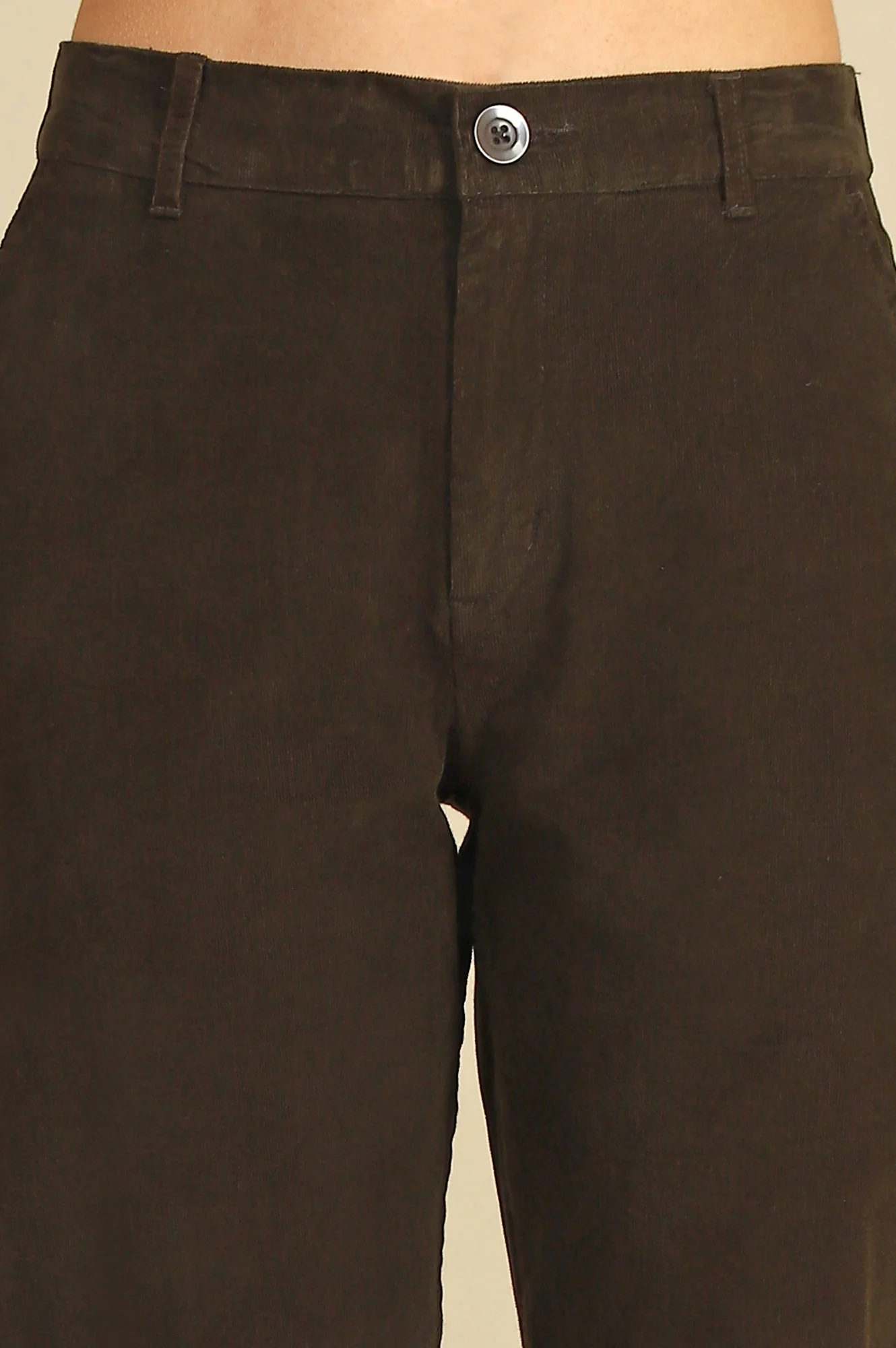 Dark Brown Solid Straight-fit Cotton Pants with YKK Zipper - Image 3