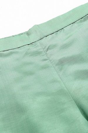 Green Solid Shantung Parallel Pants - Image 6