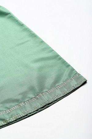 Green Solid Shantung Parallel Pants - Image 8
