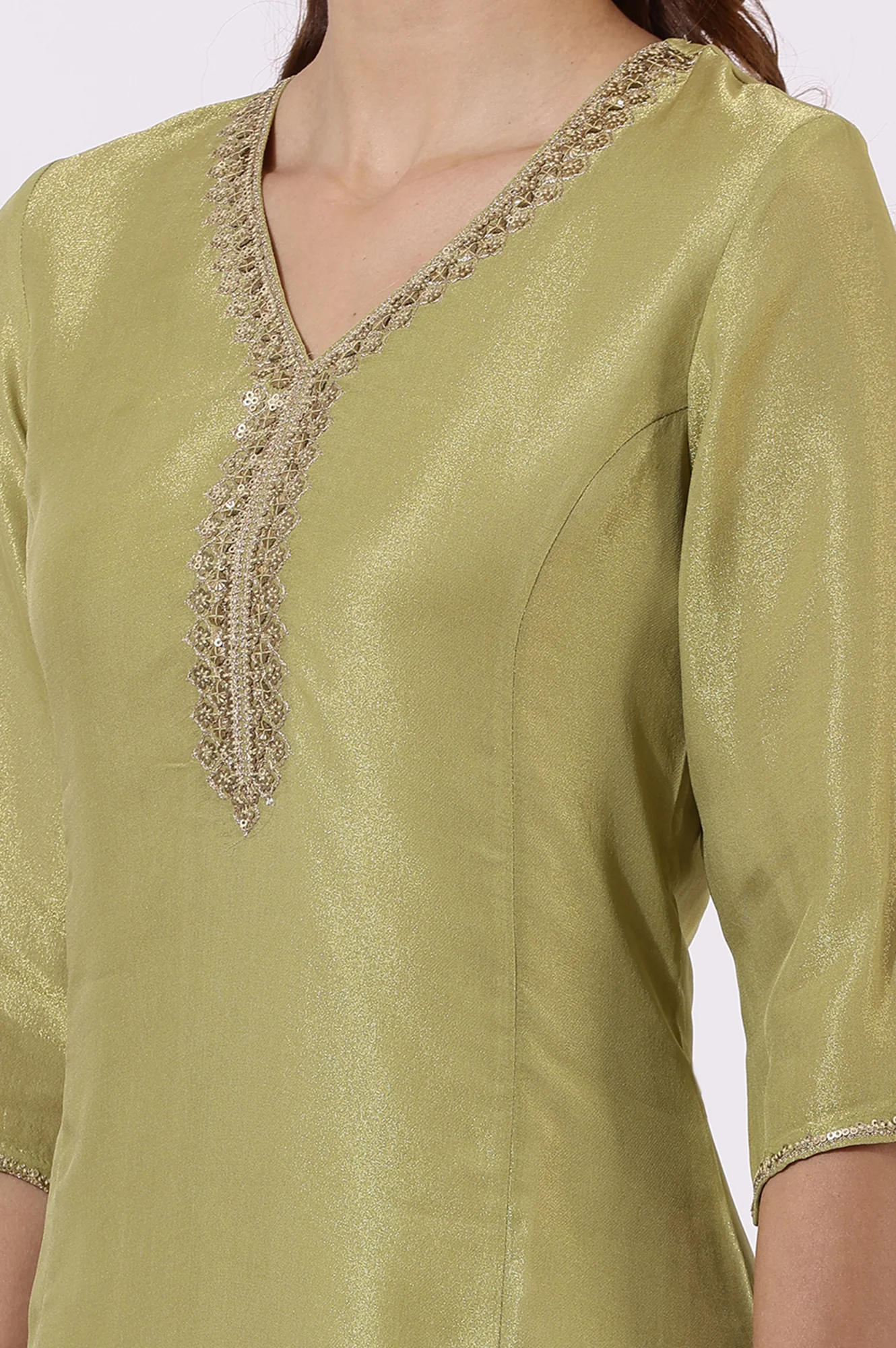 Green Solid Straight Kurta - Image 3