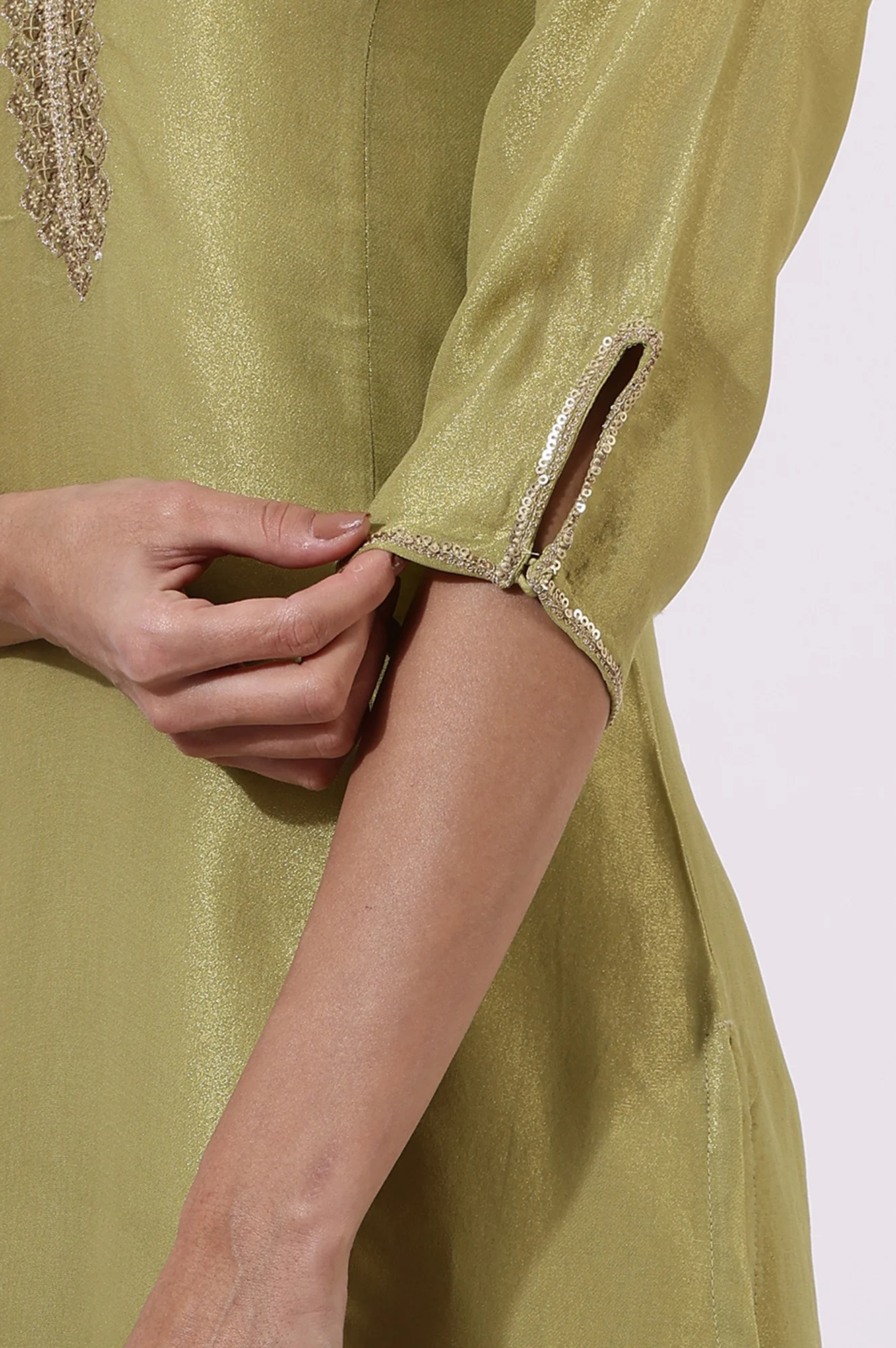 Green Solid Straight Kurta - Image 7