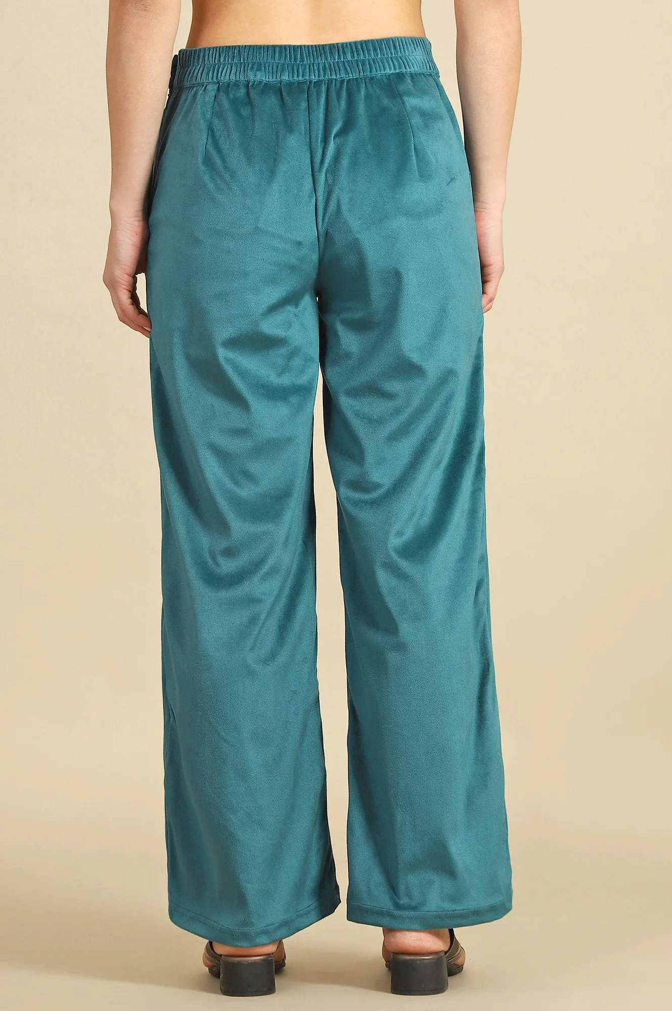 Green Solid Straight Fit Pants with YKK Zipper - Image 5