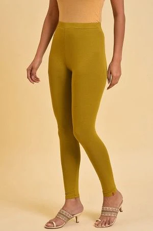 Green Solid Viscose Lycra Tights - Image 3