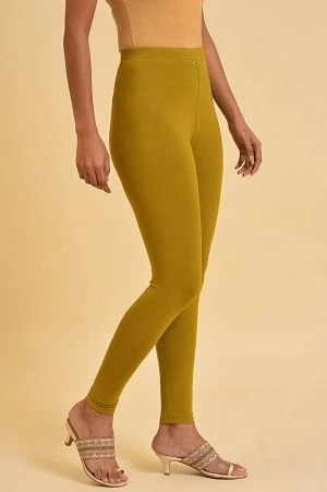 Green Solid Viscose Lycra Tights - Image 4