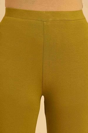 Green Solid Viscose Lycra Tights - Image 6
