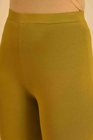 Green Solid Viscose Lycra Tights - Image 7