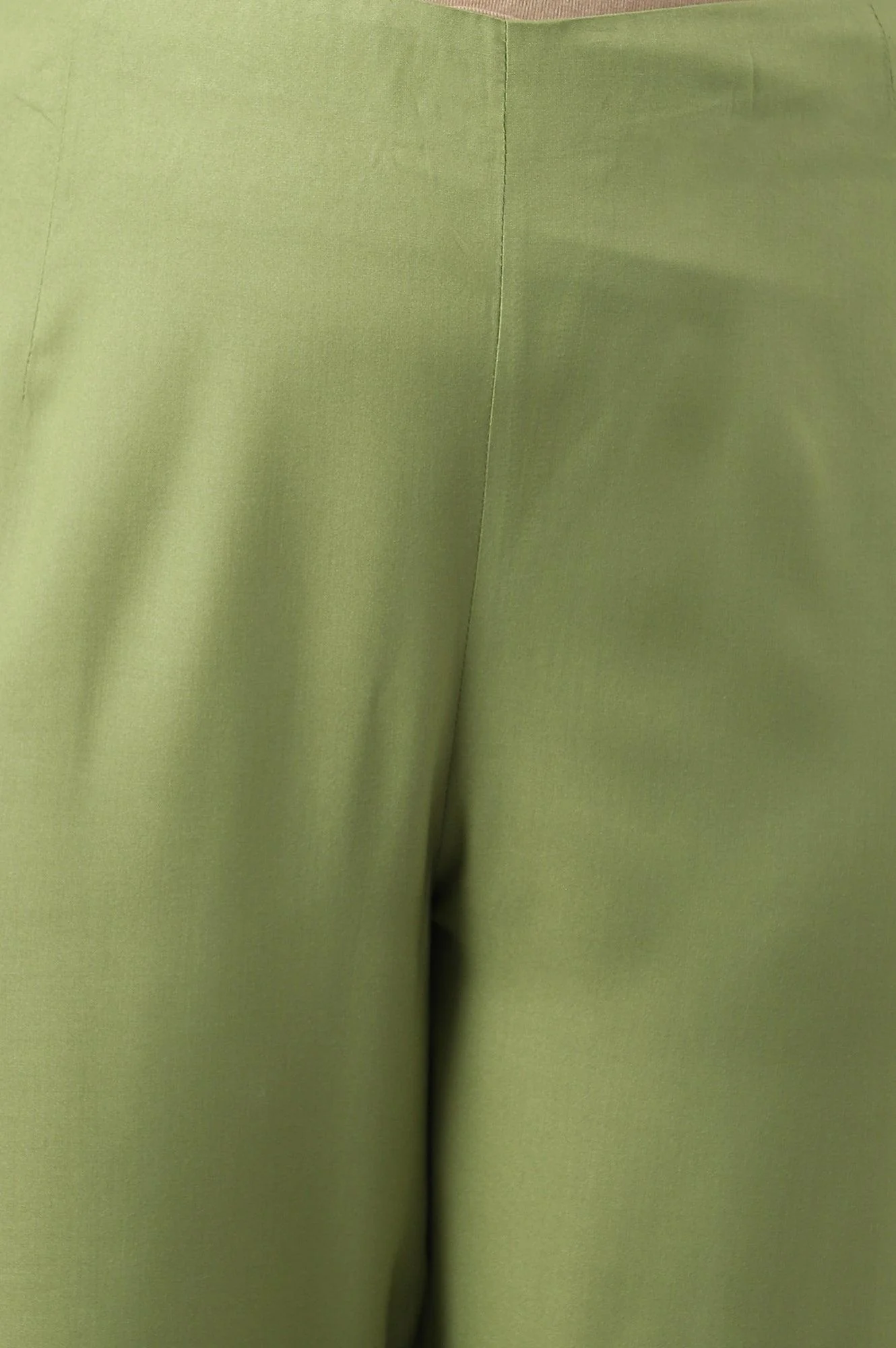 Green Straight Pants With Lace Details - Image 5