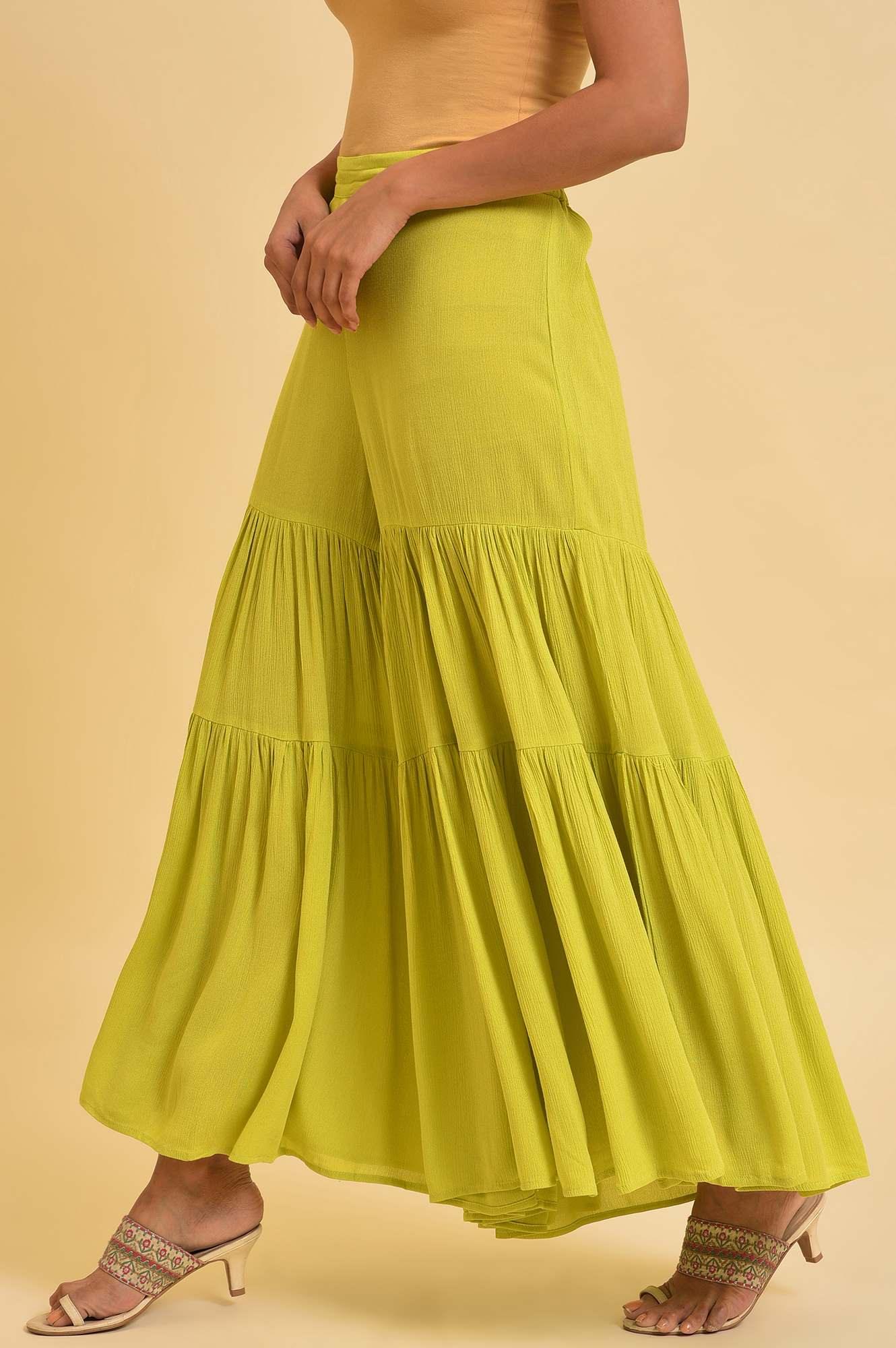 Green Tiered Solid Sharara - Image 3