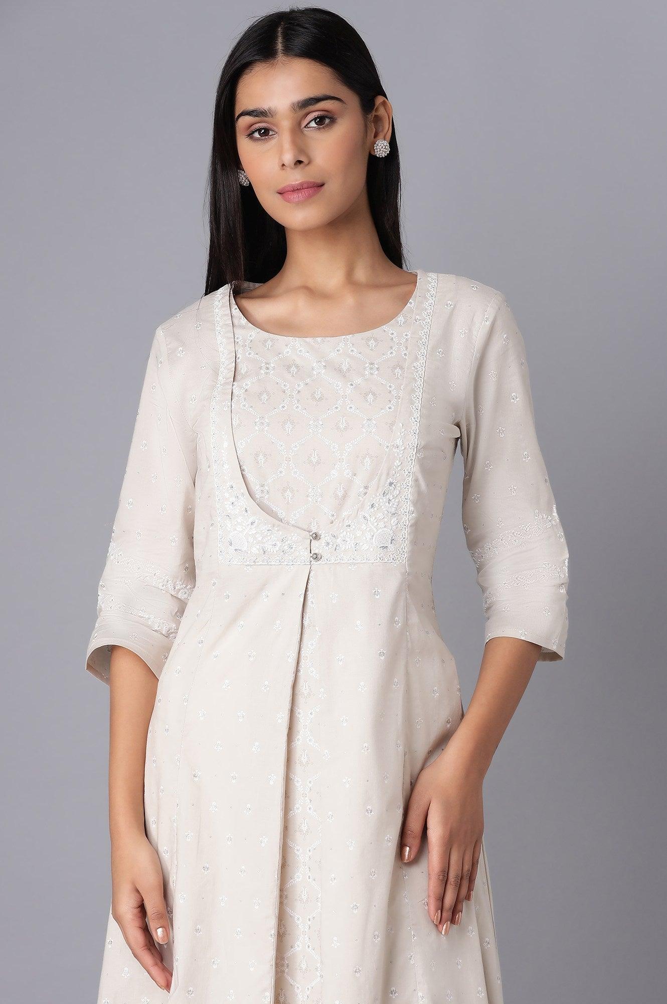 Grey Mock Layer A-line kurta - Image 5
