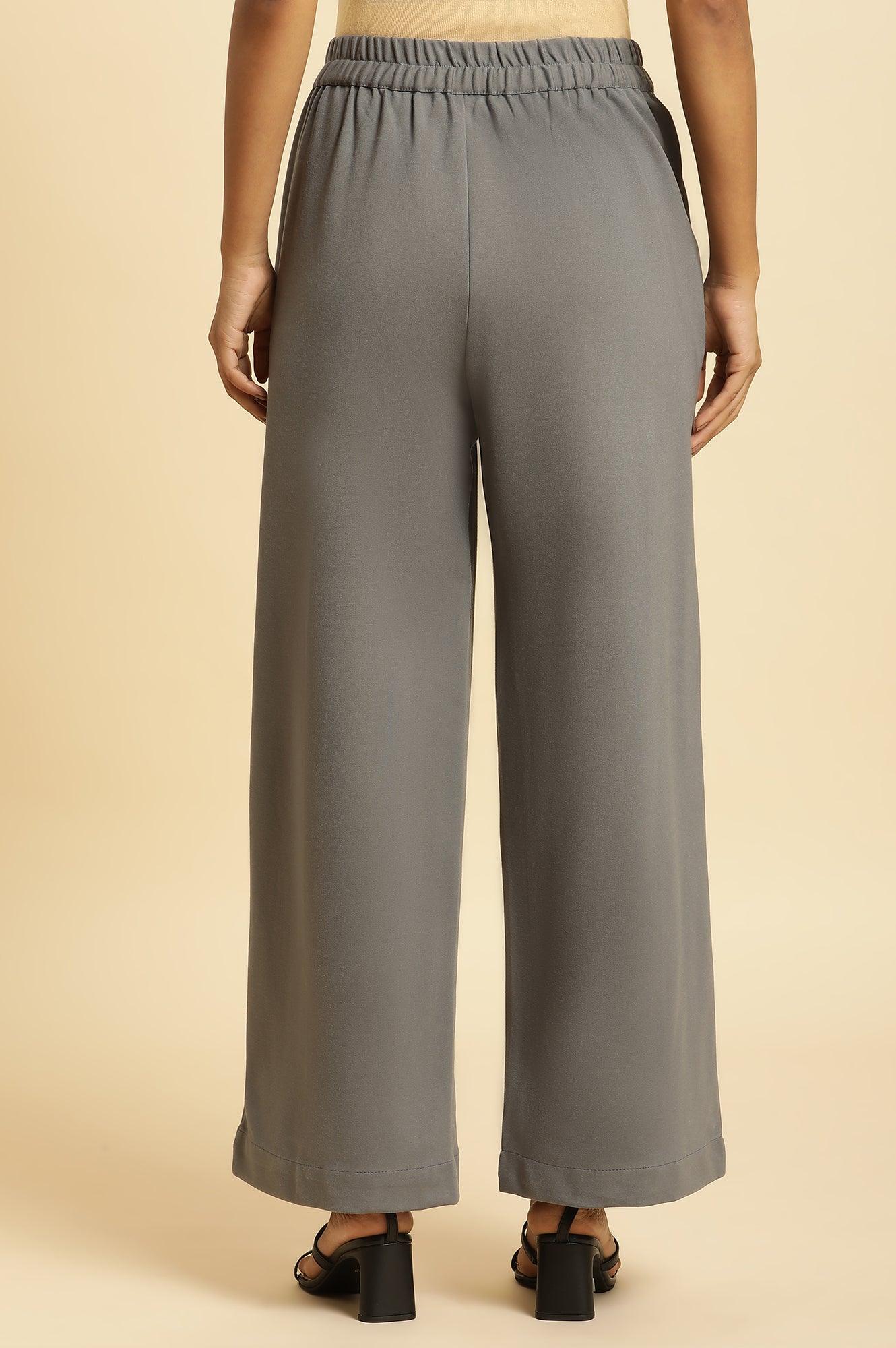 Grey Pin Tuck Trouser Pants - Image 3