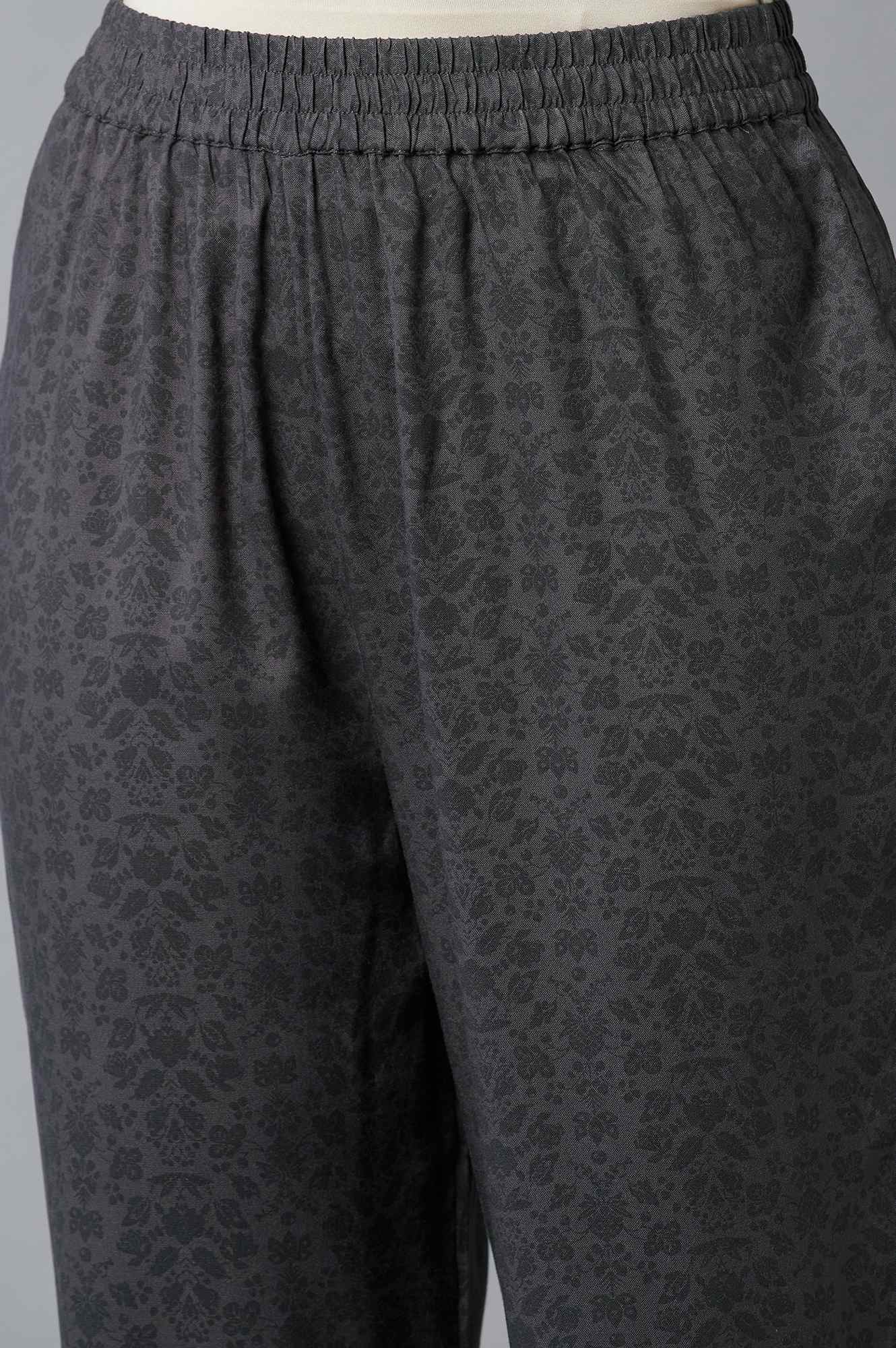 Grey Printed kurta With Slim Pants And Dupatta - Image 6