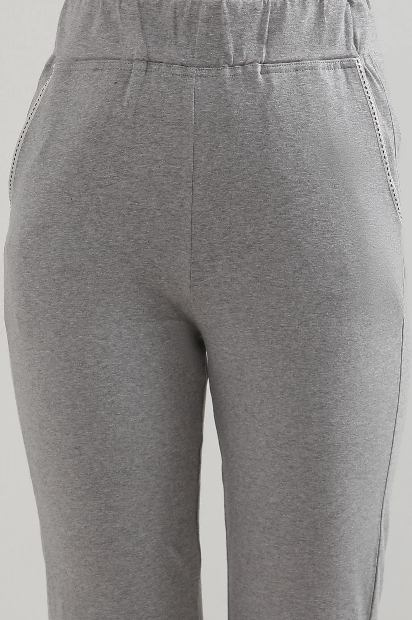Grey Solid Straight Fit Cotton Culottes With Slip On Closure - Image 6