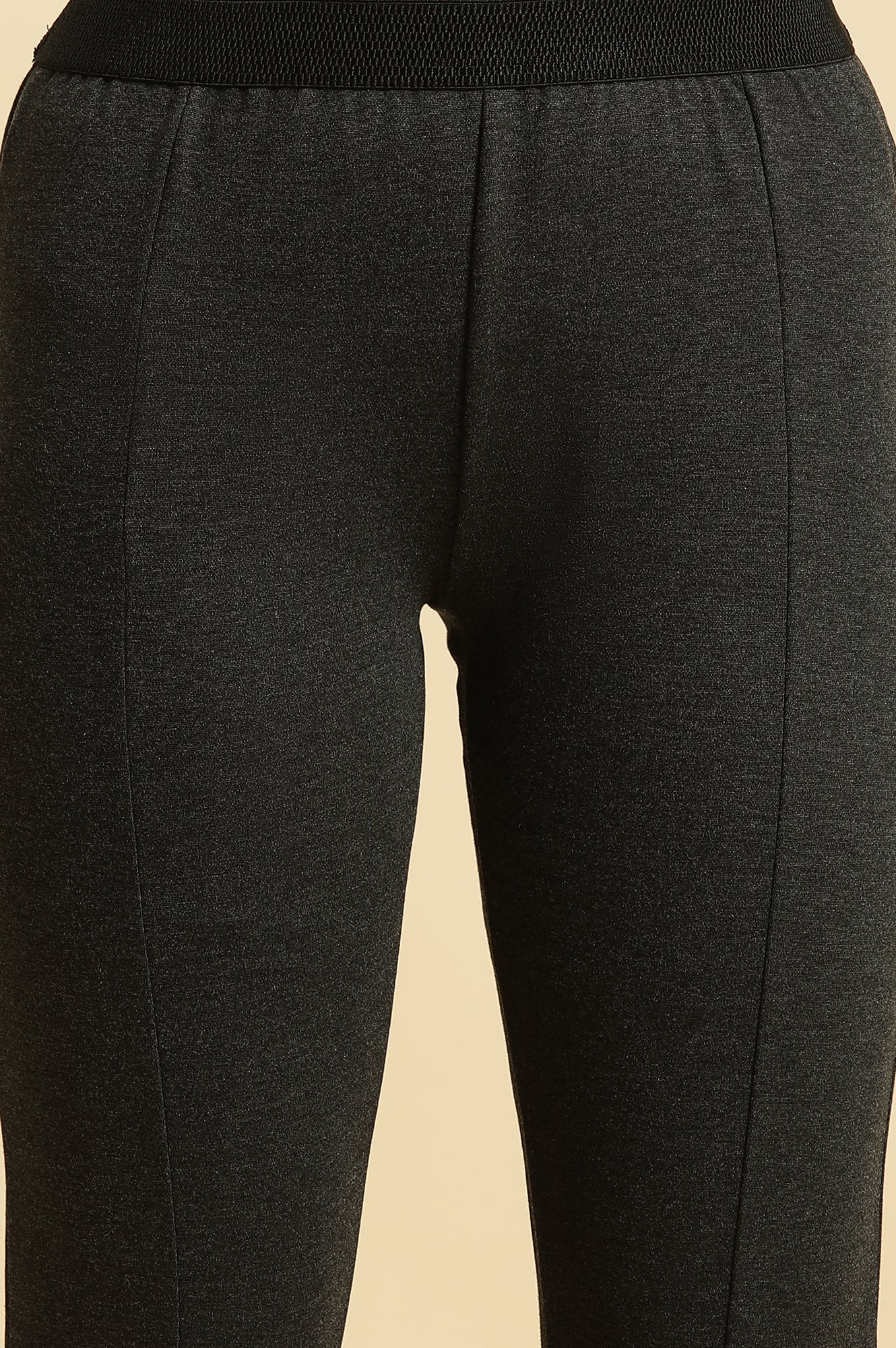 Grey Solid Skinny Rayon Legging - Image 6