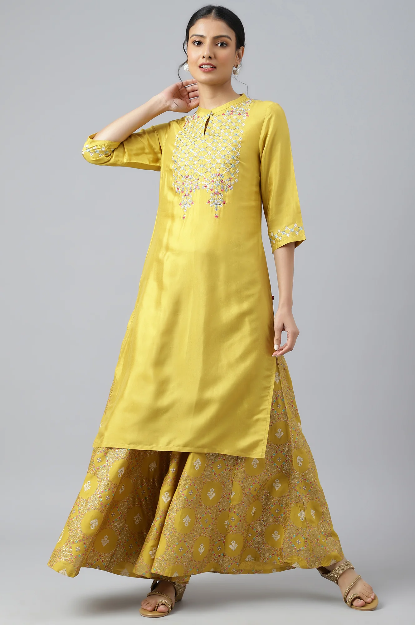 Honeysuckle Yellow Printed Flared Culottes - Image 5