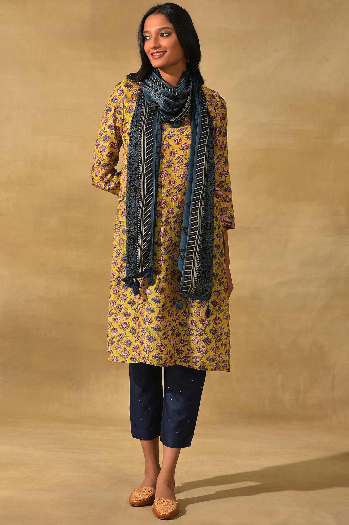 Indigo Ajrakh Printed Drape - Image 2