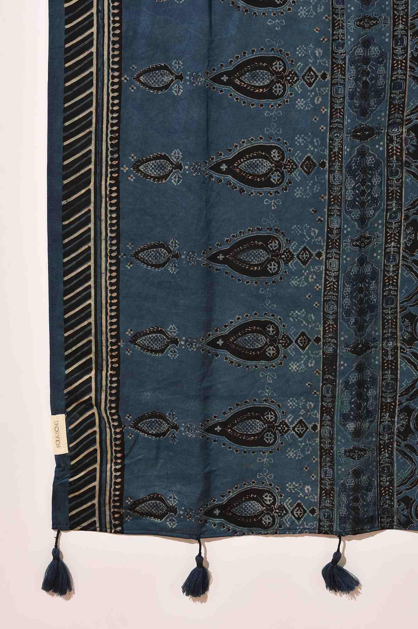 Indigo Ajrakh Printed Drape - Image 4