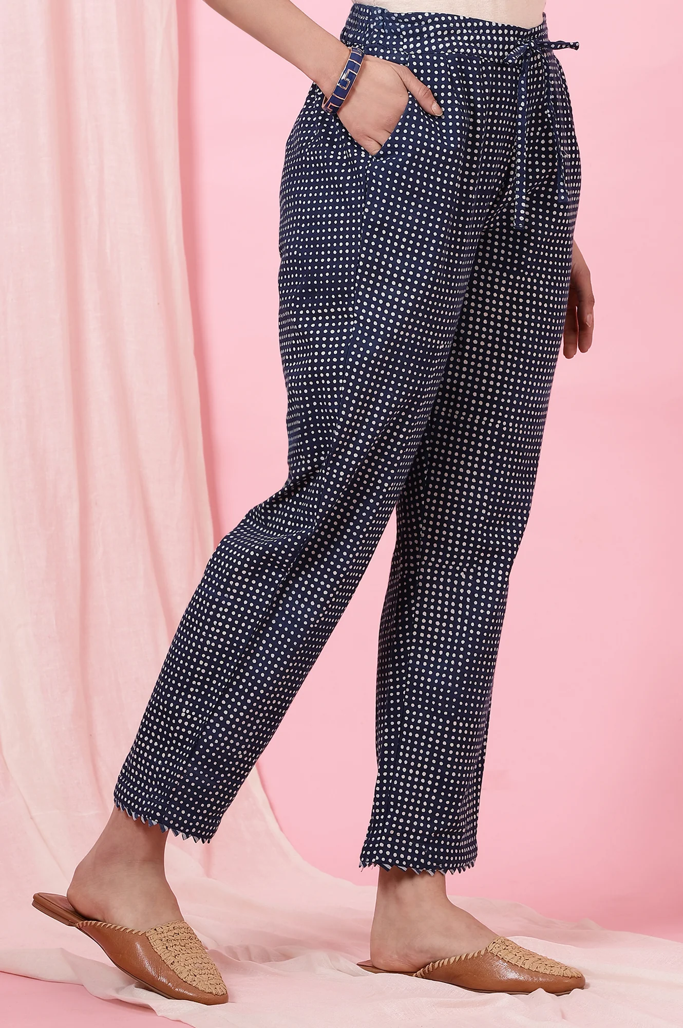 Indigo Handblock Printed Straight Pants - Image 5