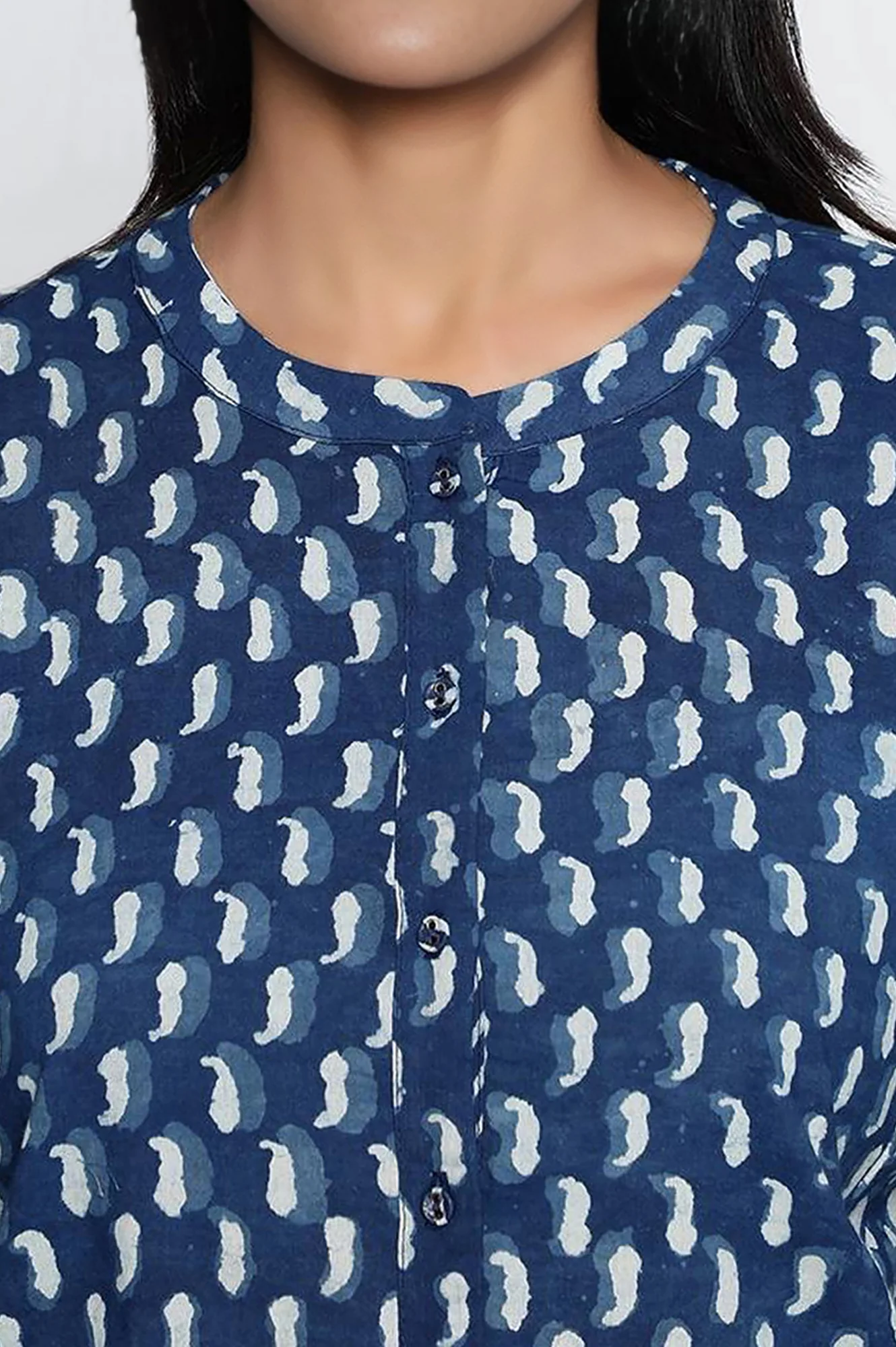 Indigo Printed Pure Cotton Straight Top - Image 3