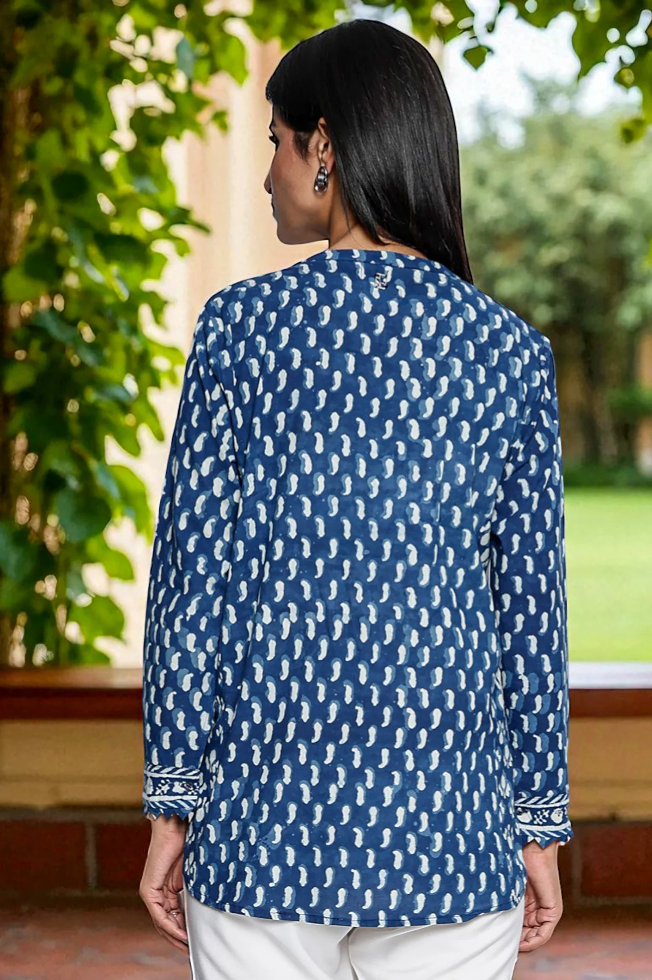 Indigo Printed Pure Cotton Straight Top - Image 5