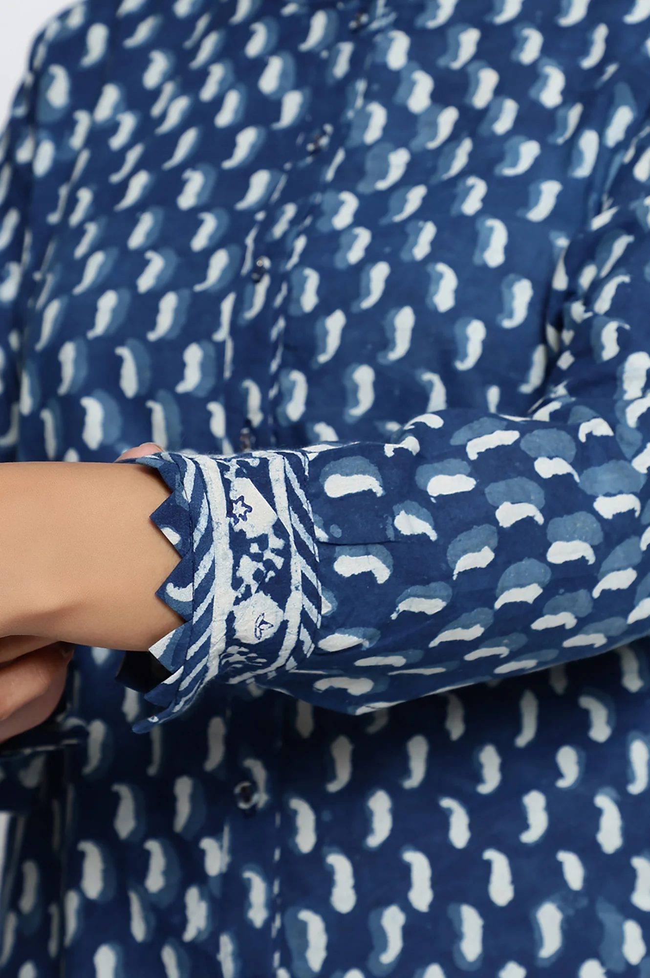 Indigo Printed Pure Cotton Straight Top - Image 7