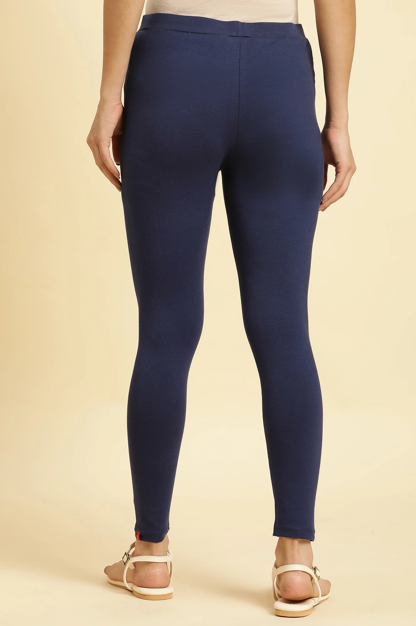 Ink Blue Cotton Jersey Lycra Tights - Image 3