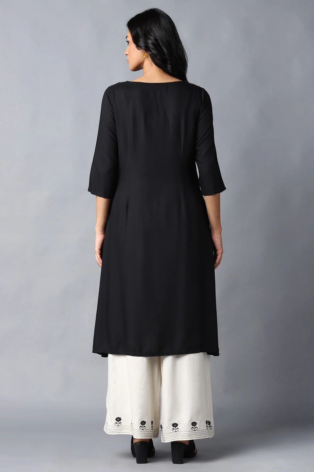 Jet Black A-Line kurta - Image 2