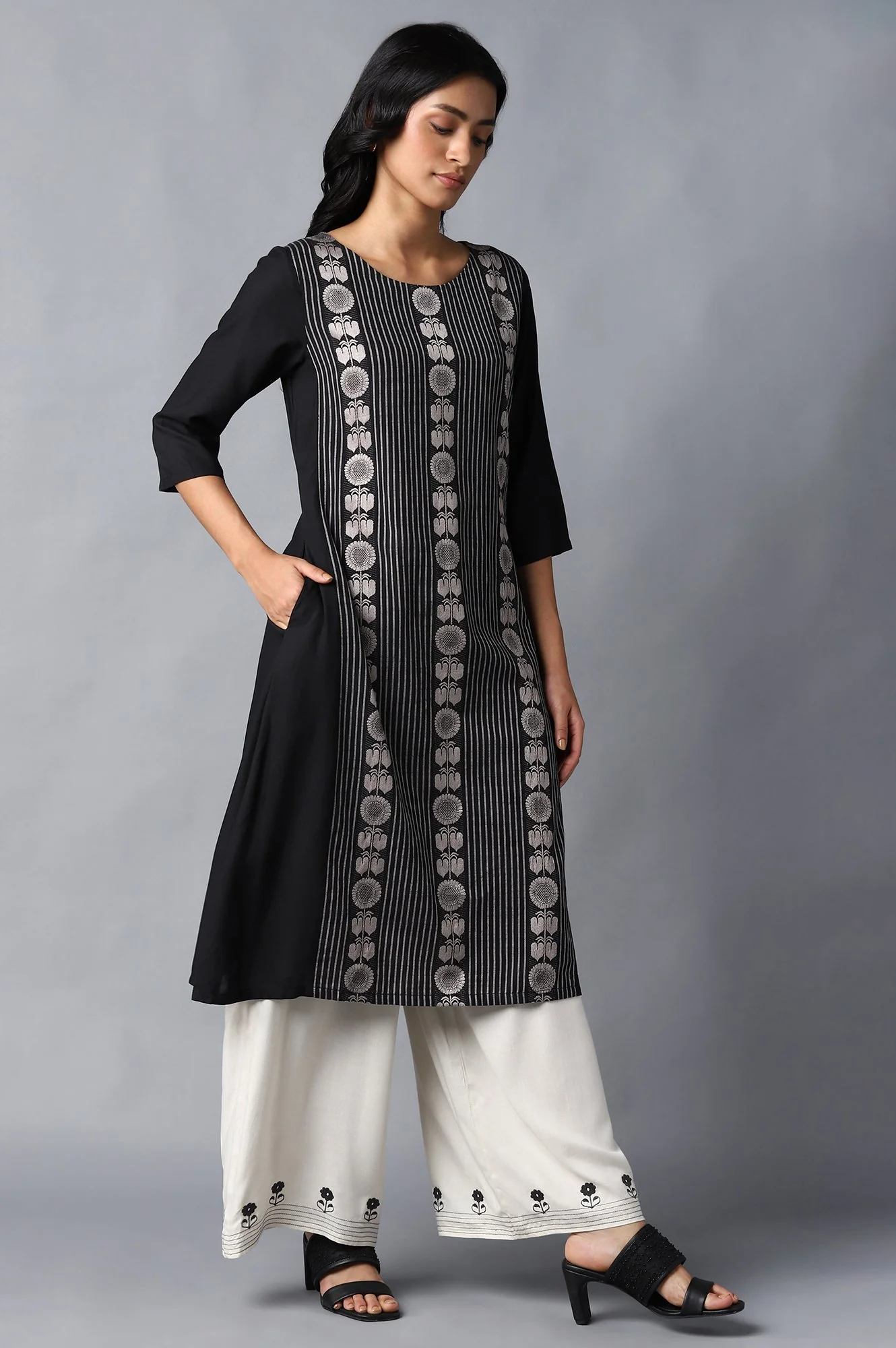 Jet Black A-Line kurta - Image 4