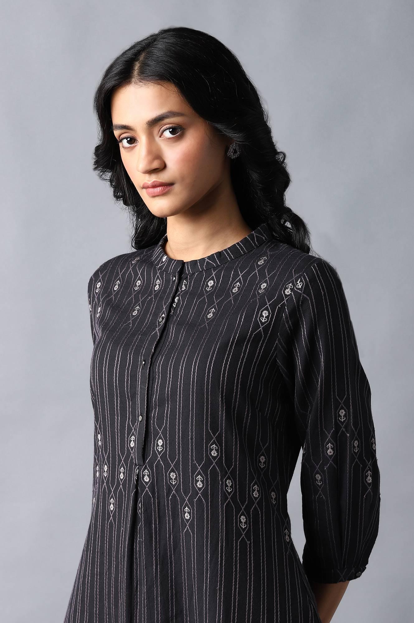 Jet Black Button Down kurta - Image 5