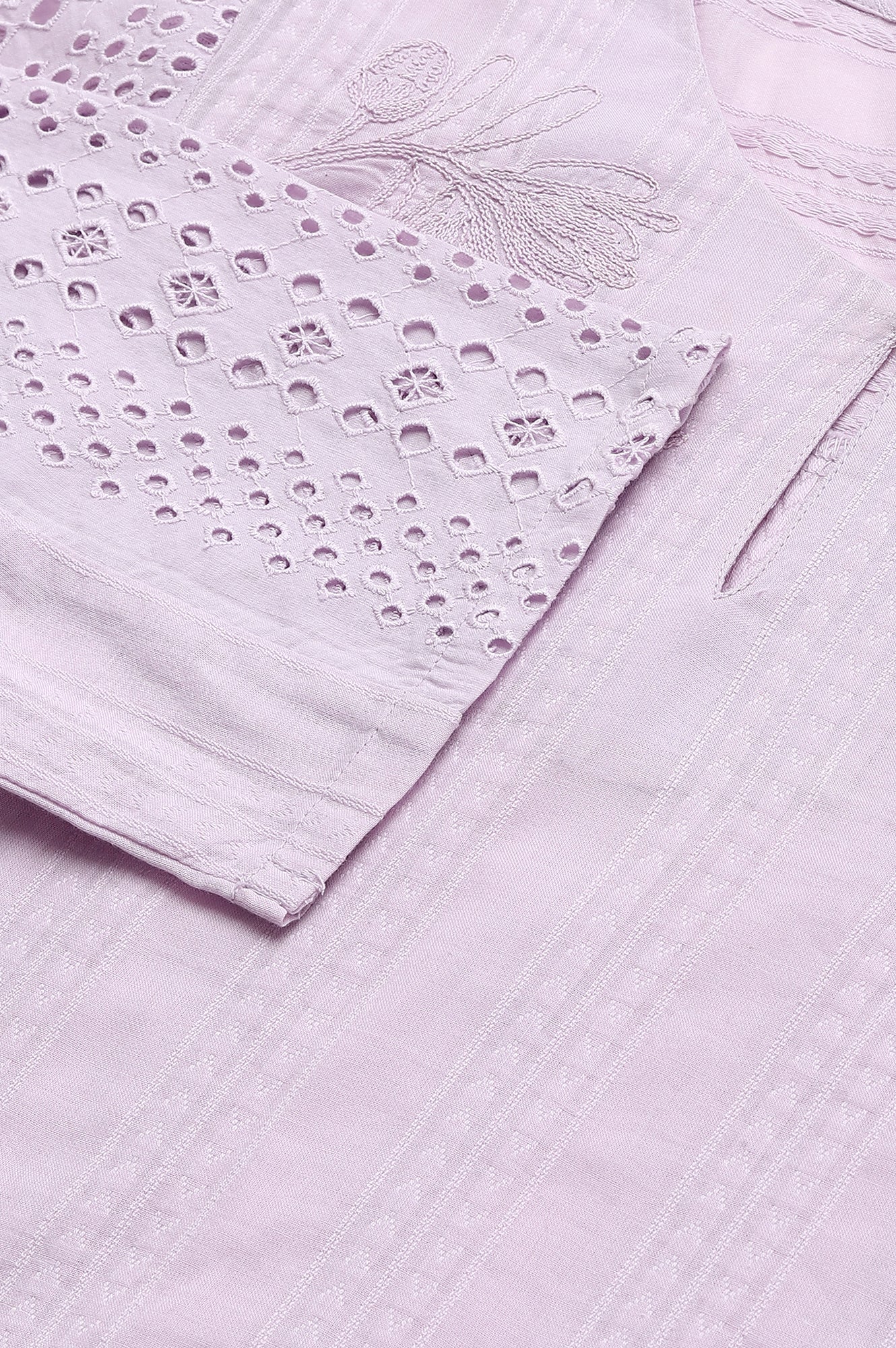 Lavenden Textured Schffli kurta With Pants. - Image 8