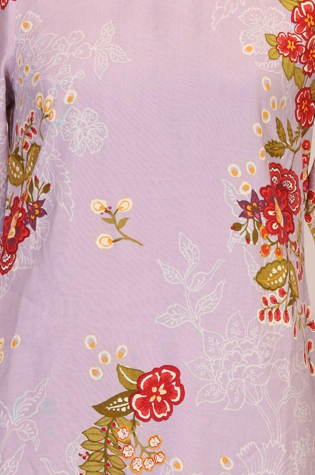 Lavender Floral Printed Lace Straight Kurta - Image 2