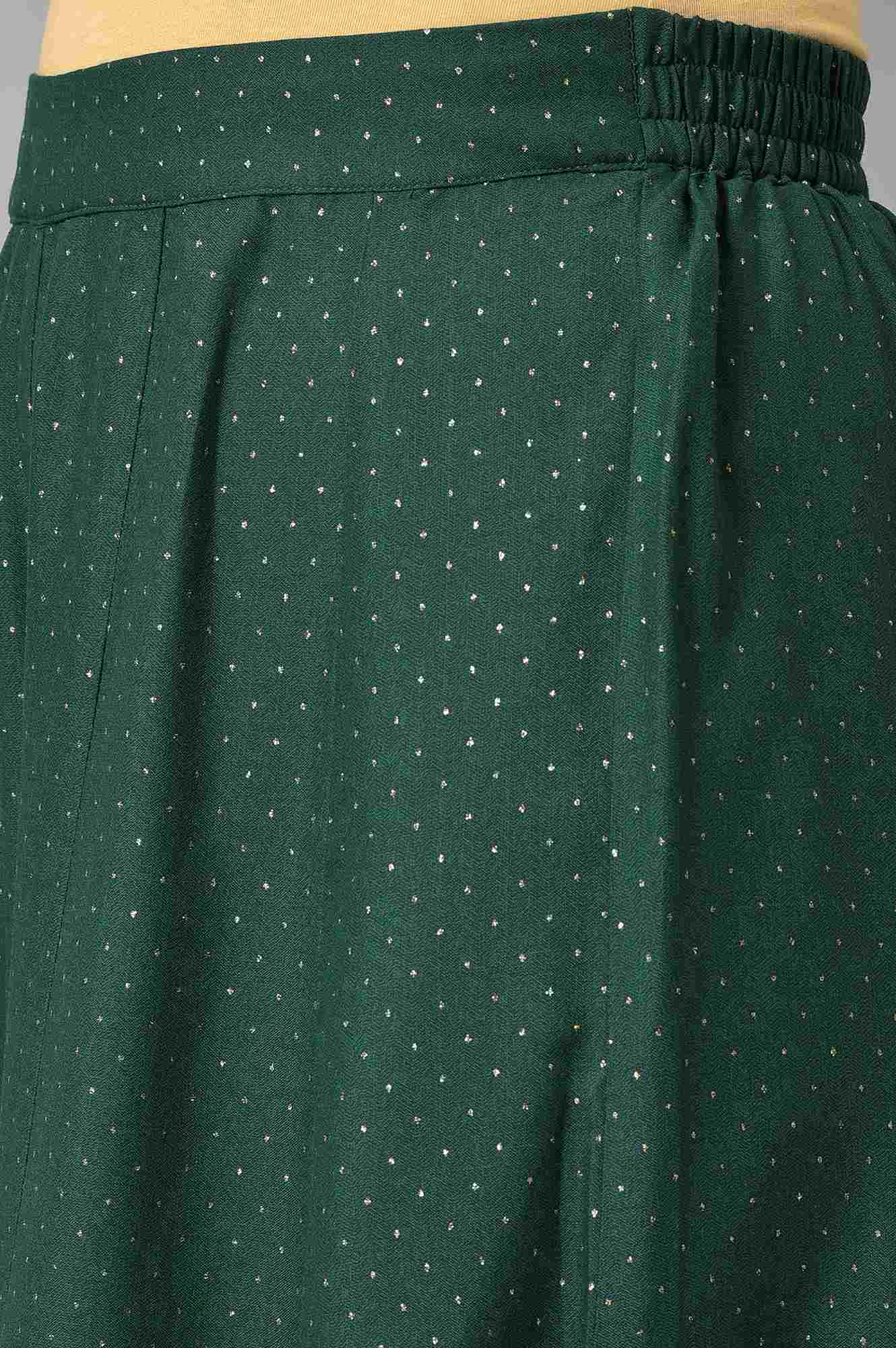 Leaf Green Glitter Printed Culottes - Image 7
